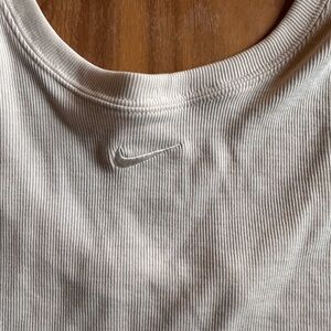 Nike Ribbed Long Sleeve Scoop Back Top Soft Beige - Medium
